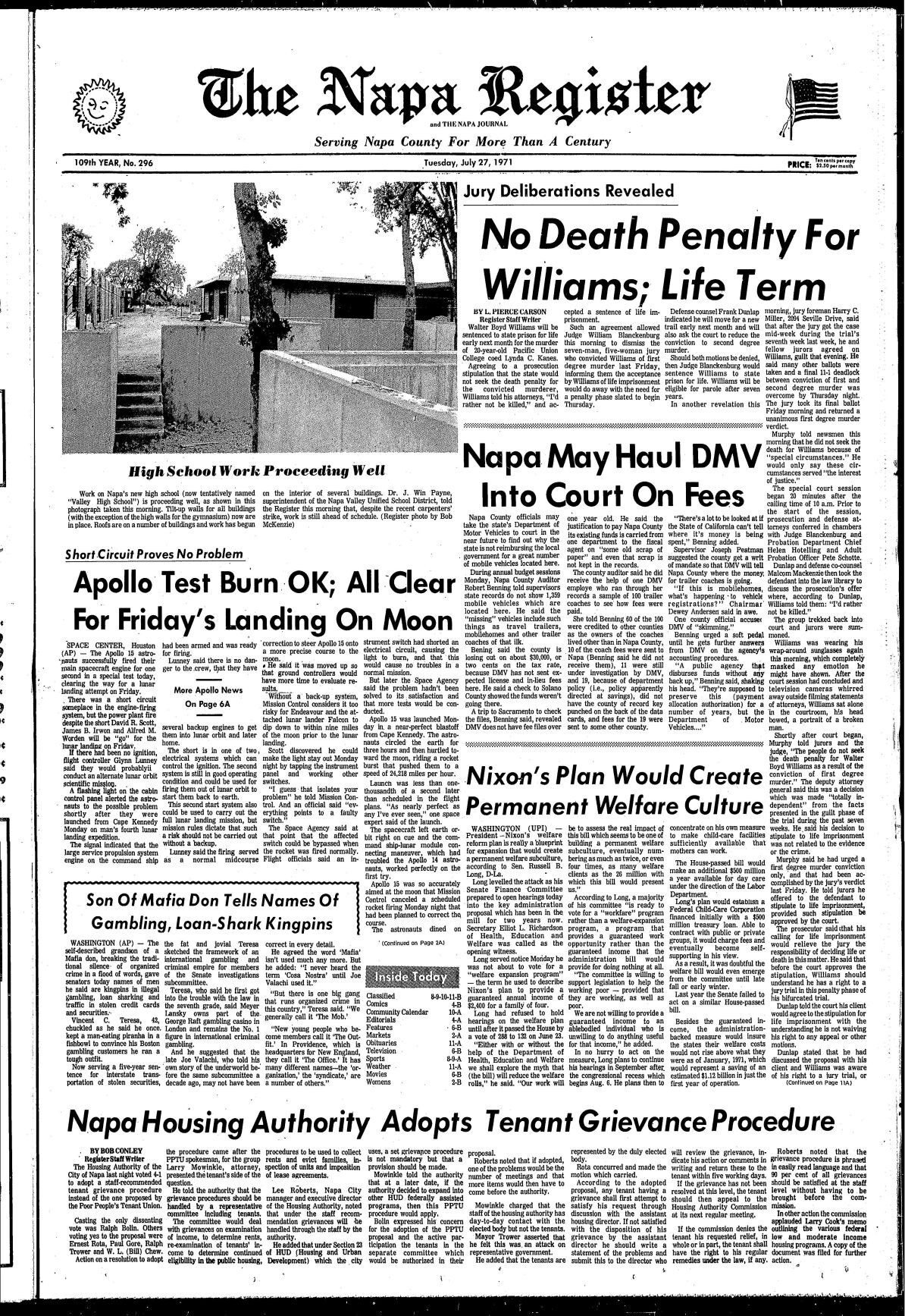 Willie the Woodcutter murder coverage: 04/27/71 Page 1A